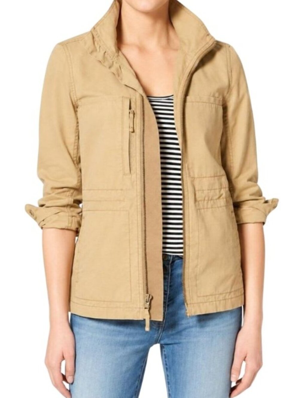 Madewell Fleet Jacket Long Sleeve Zip Up Utility Tan Size XS